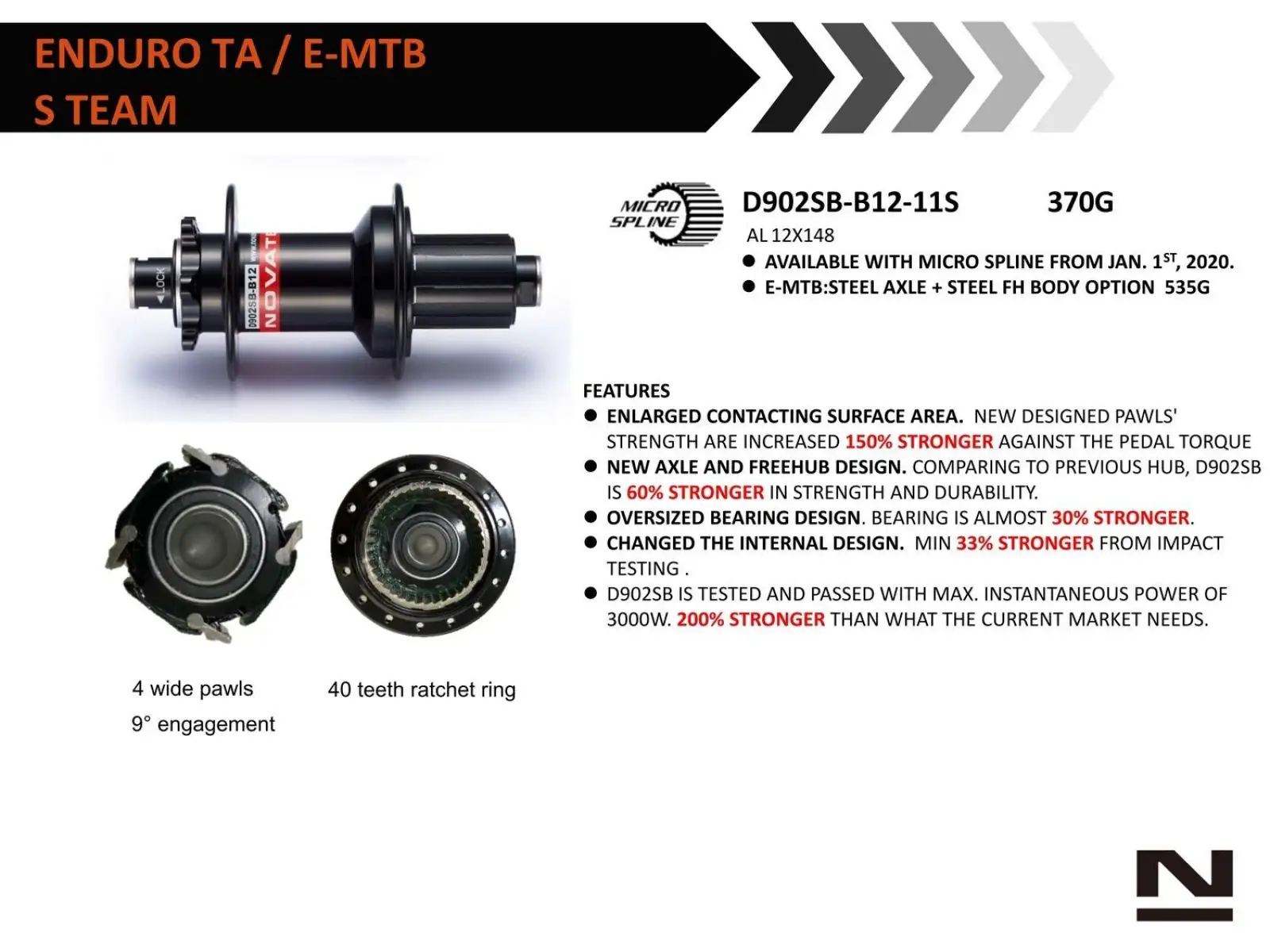 Novatec D902SB-CL-B12-A4A-11S zadní náboj CenterLock 32 děr 12x148 mm, ořech Shimano HG11