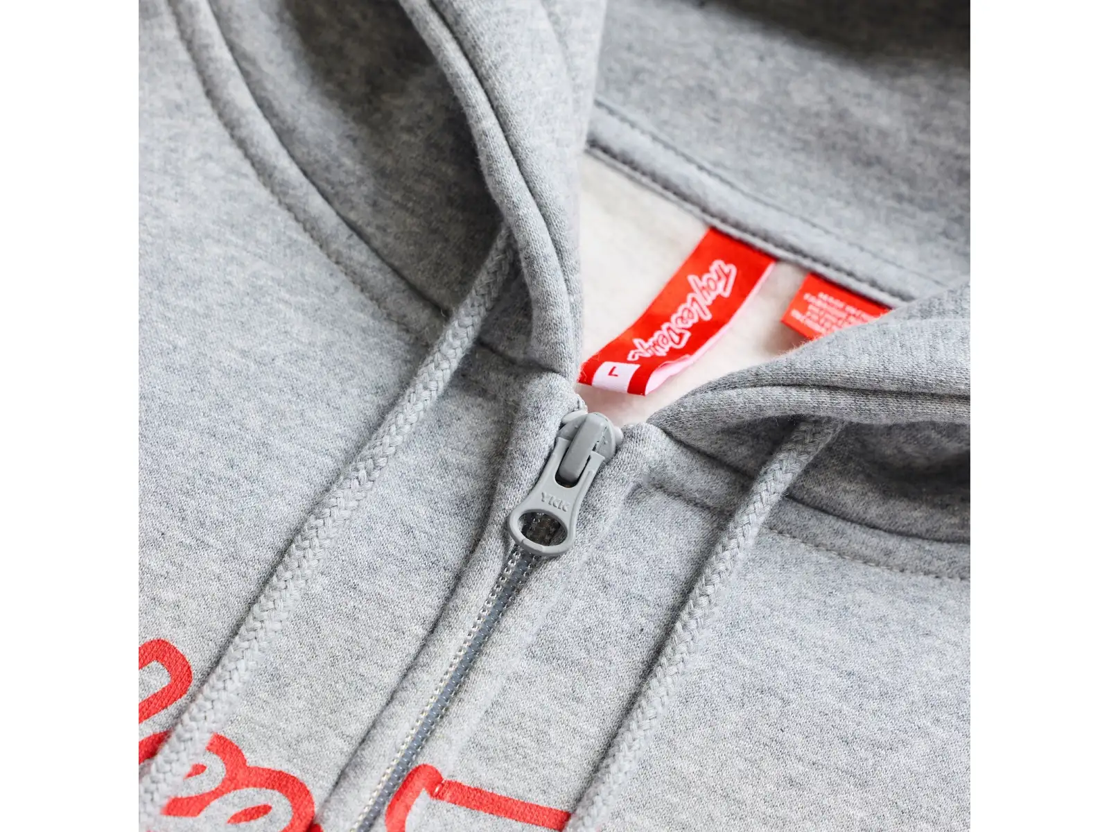 Troy Lee Designs Signature pánská mikina se zipem Gray heather/Red