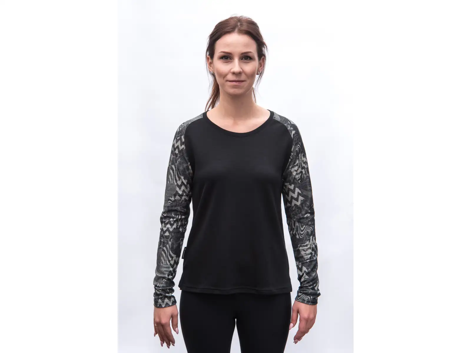 Sensor Merino Blend Impress dámské triko dlouhý rukáv černá/zebra