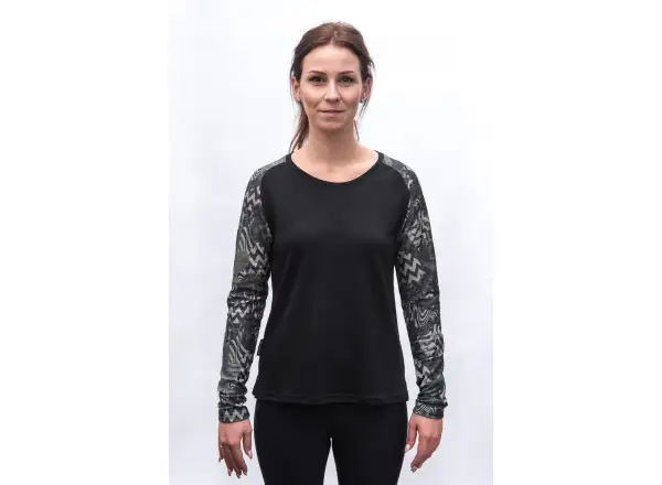 Sensor Merino Blend Impress dámské triko dlouhý rukáv černá/zebra