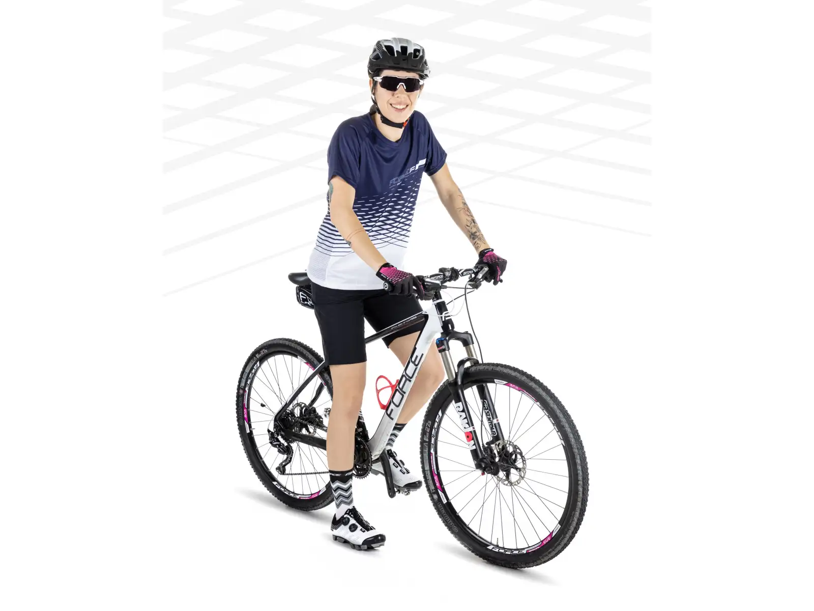 Force Angle MTB dámský dres krátký rukáv bílá/modrá