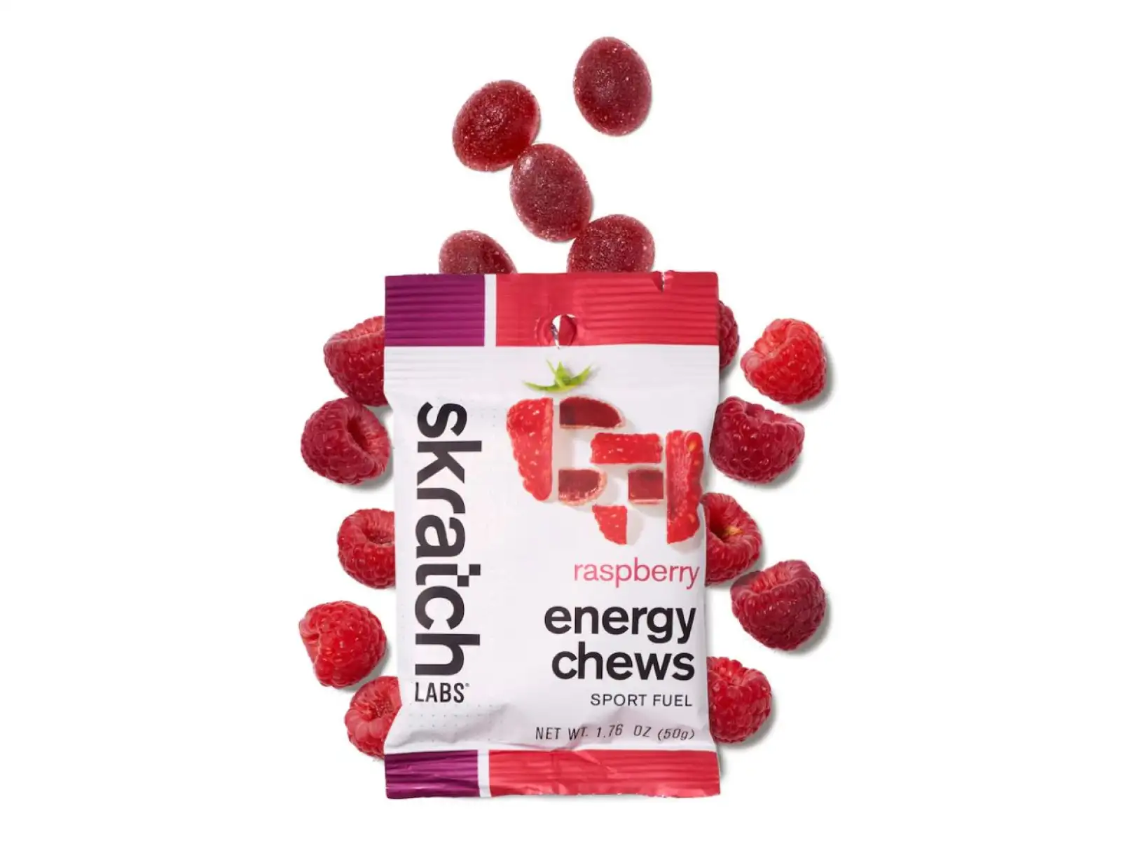 Skratch Labs Energy Chews ovocné bonbóny 50 g malina