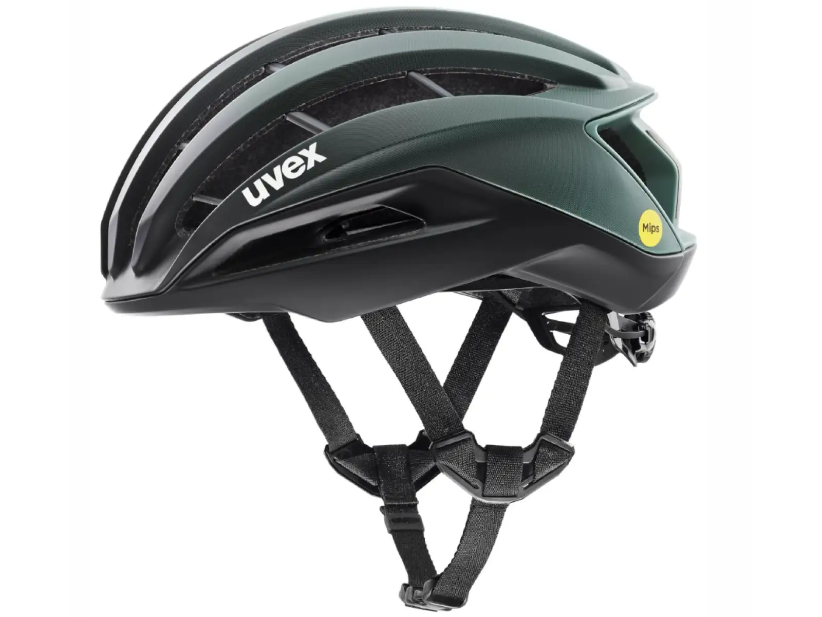 Uvex Surge Aero MIPS silniční přilba Black/Sage Green Matt