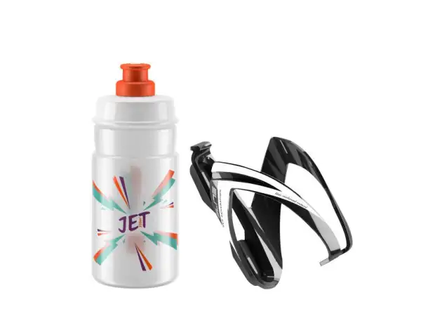 Elite Kit CEO sada košík Black Glossy + JET láhev 350 ml Clear/Orange Logo