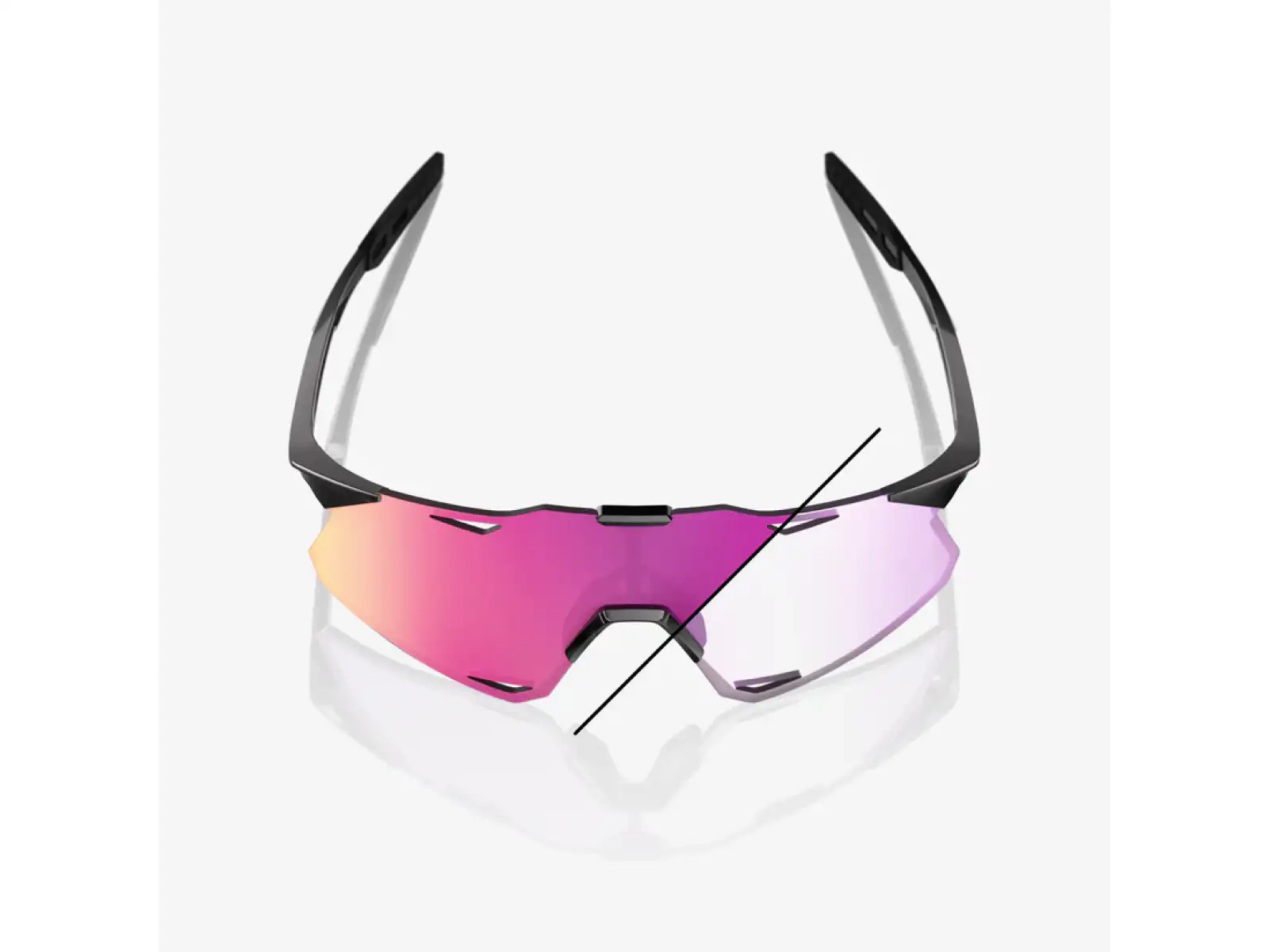 100% Hypercraft brýle Gloss Black/Photochromic Purple Mirror