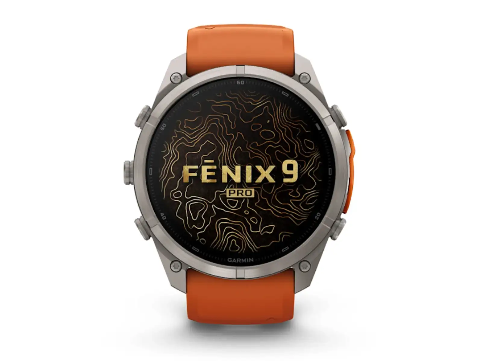 Garmin Fénix 9 Pro inReach 51 mm chytré hodinky  Titanium Autumn orange/Spark orange