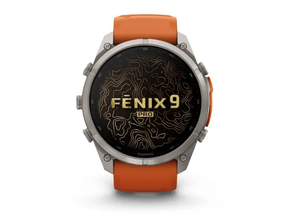 Garmin Fénix 9 Pro inReach 51 mm chytré hodinky  Titanium Autumn orange/Spark orange