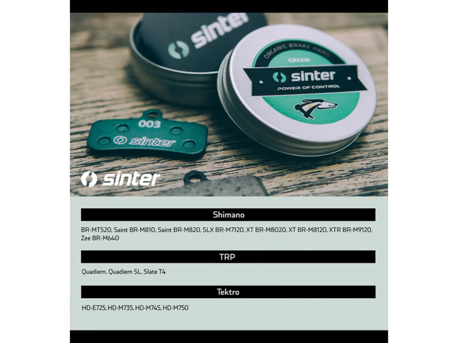 Sinter Shimano D Type brzdové destičky polymer zelená