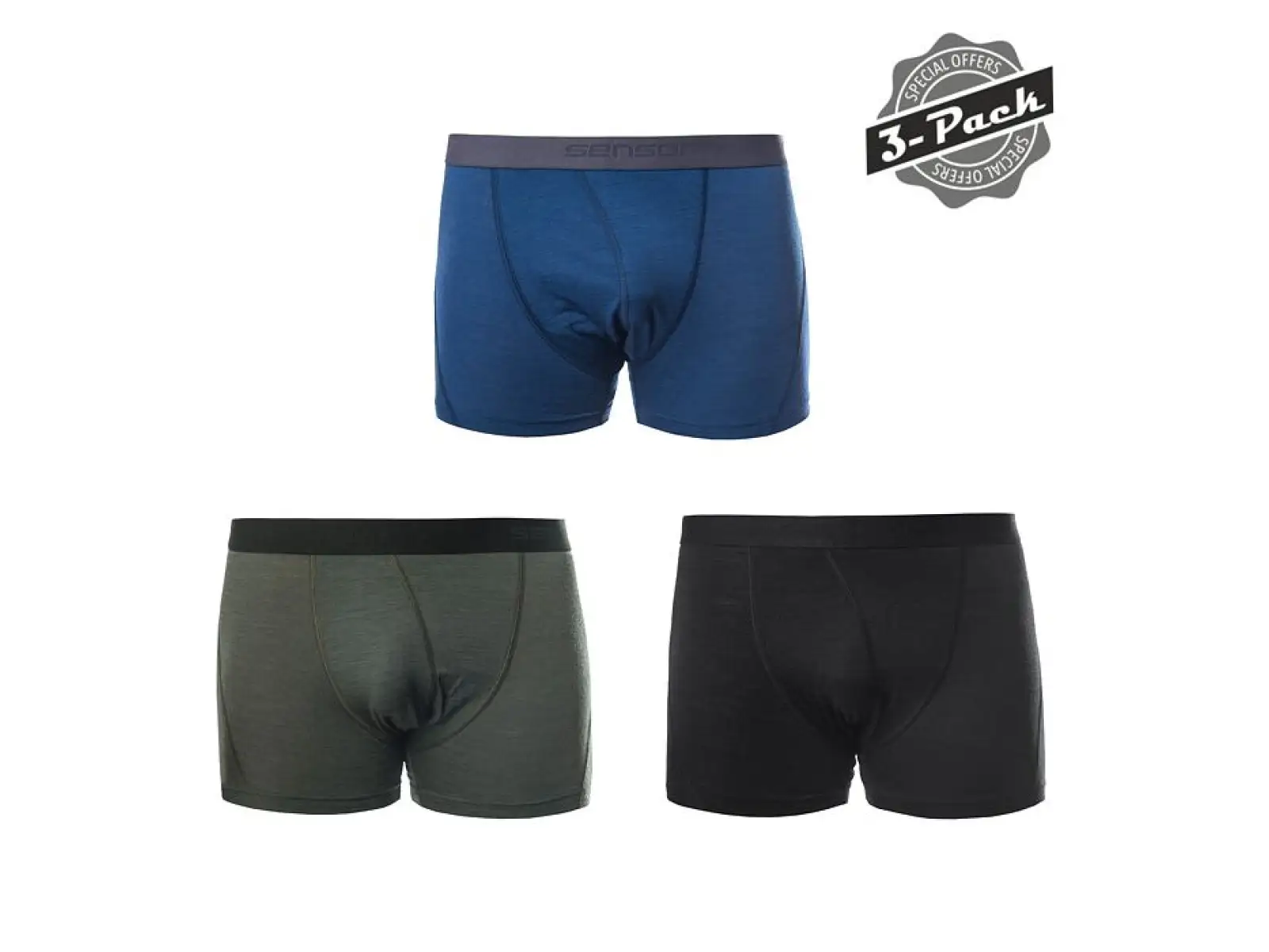 Sensor Merino Air 3-Pack pánské trenky černá/modrá/olivová