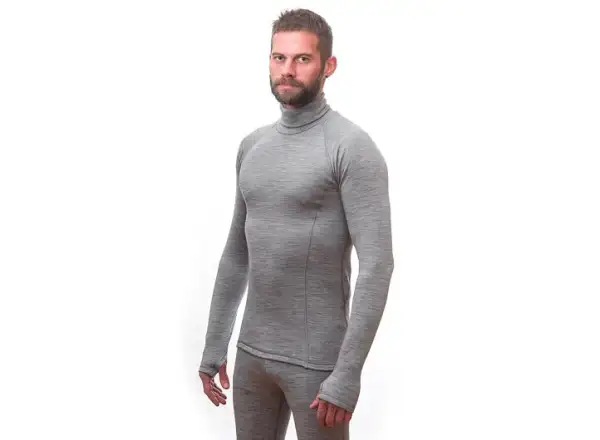 Sensor Merino Bold Neck pánské triko dlouhý rukáv Cool Gray