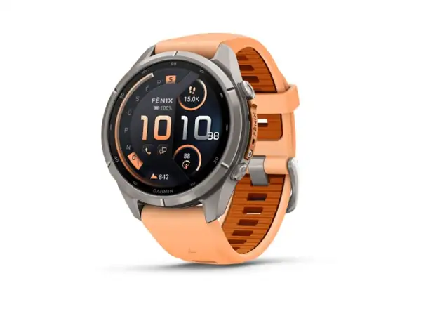 Garmin fenix 9 Pro – inReach 43 mm chytré hodinky Titanium Shell pink/autumn orange silicone band