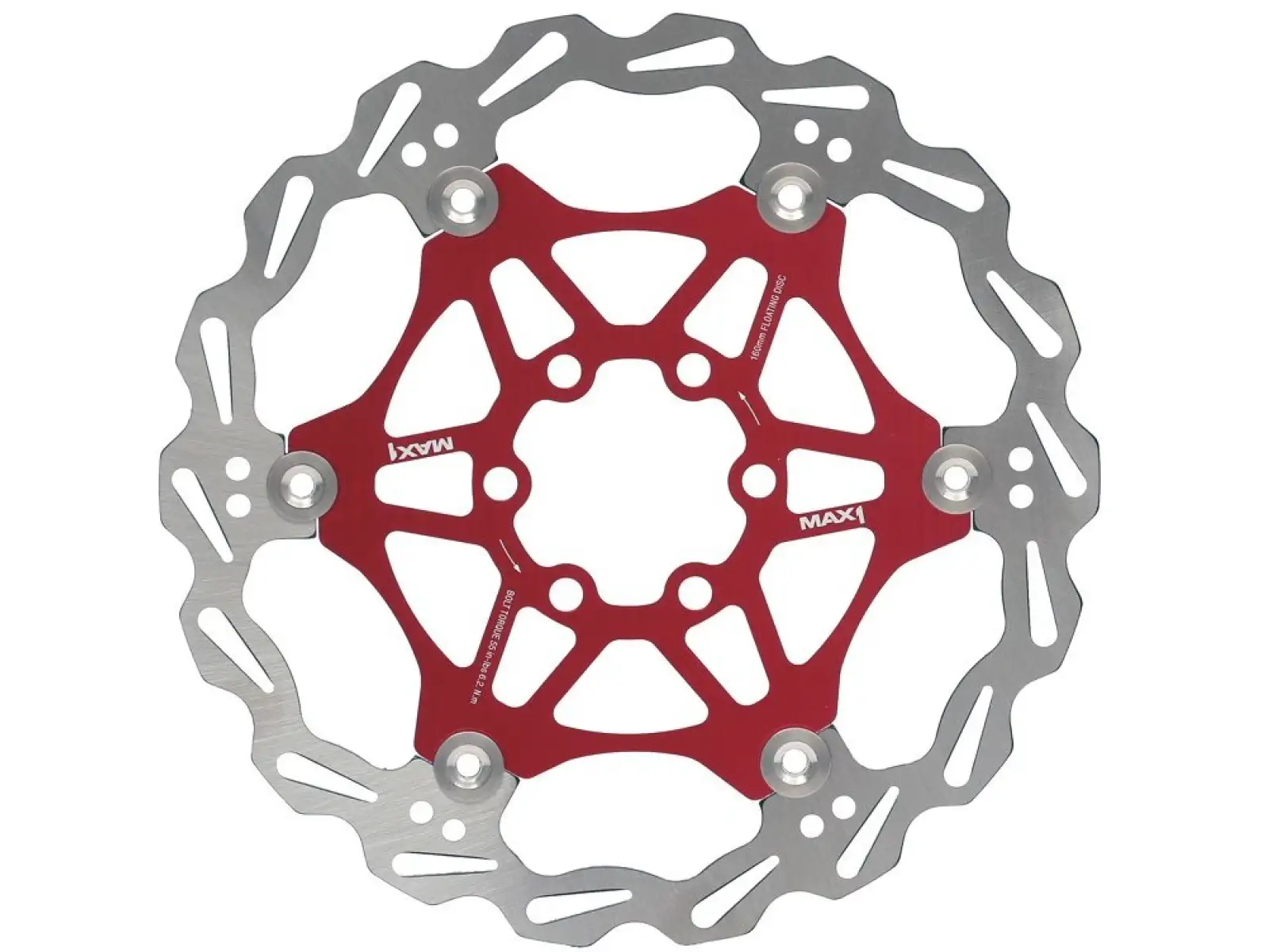 MAX1 Alux brzdový kotouč 160 mm červený