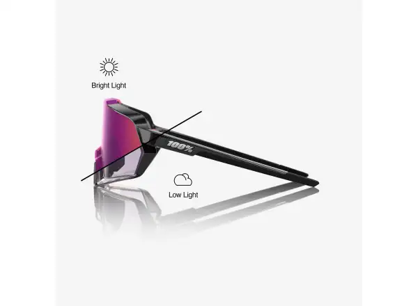 100% Korbin sportovní brýle Gloss Black/Purple Mirror Photochromic Lens