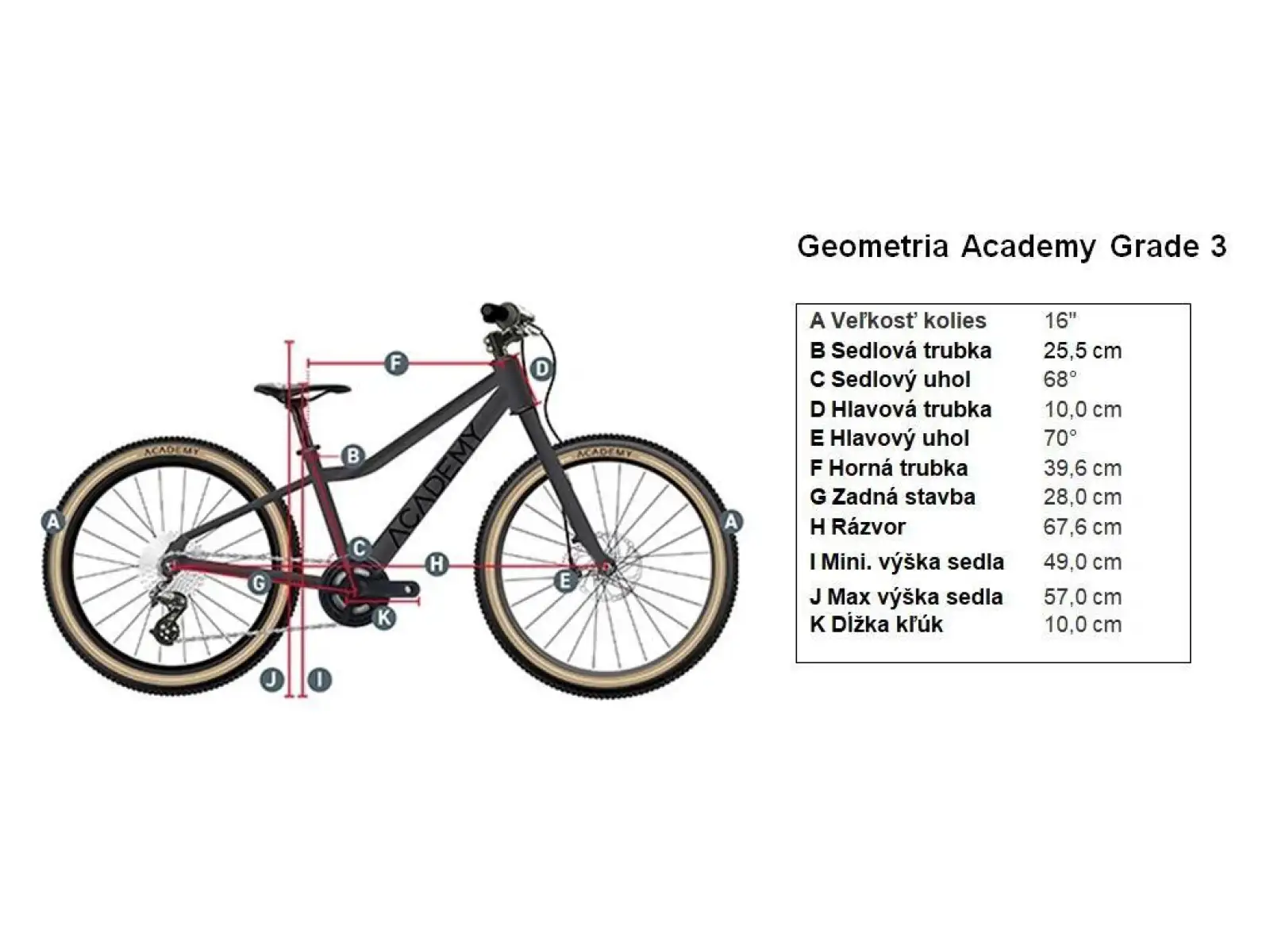 Academy Grade 3 dětské kolo 16" červená