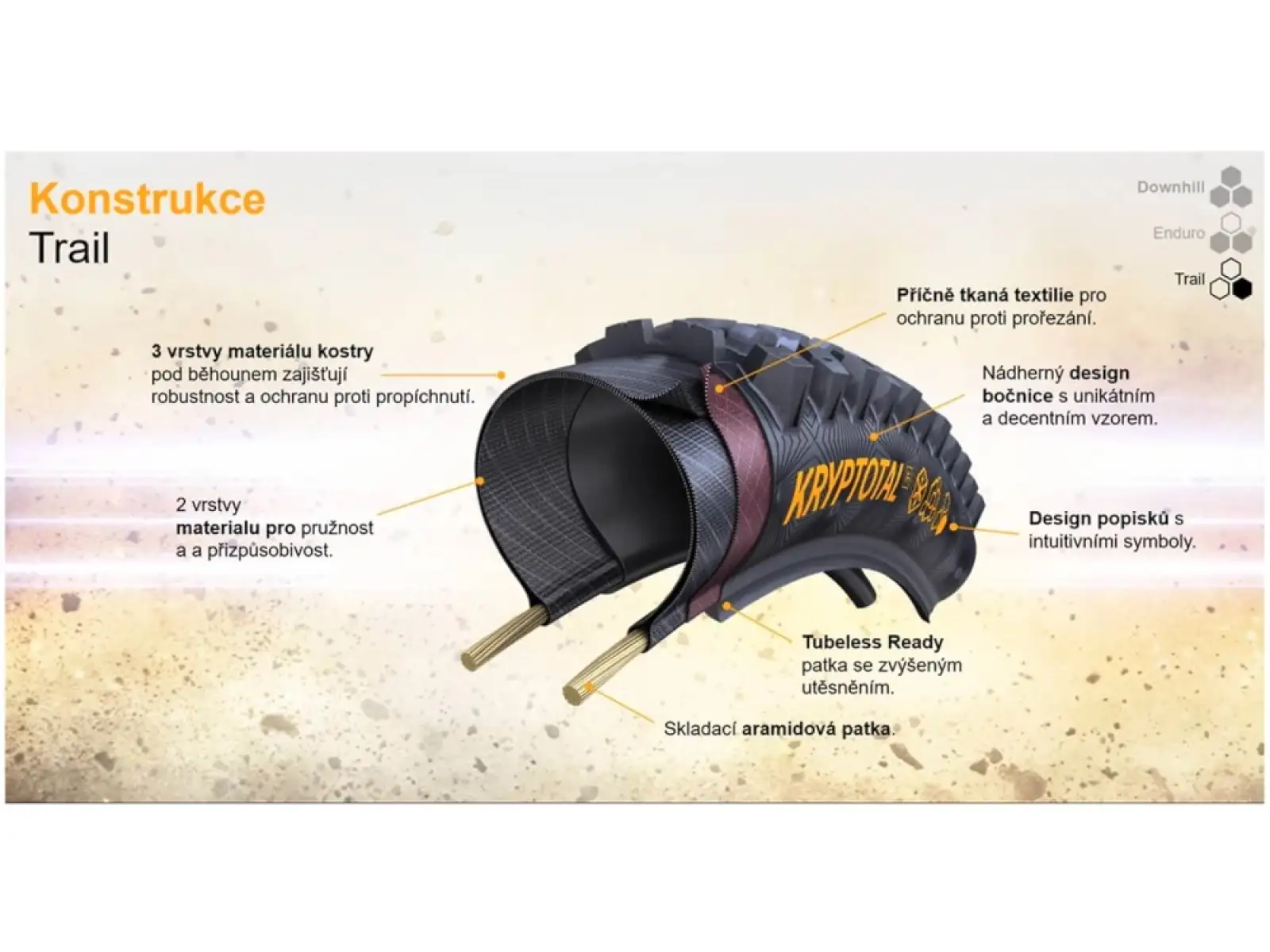 Continental Kryptotal Trail Endurance 29x2,40" TLR E-25 MTB plášť kevlar zadní černá