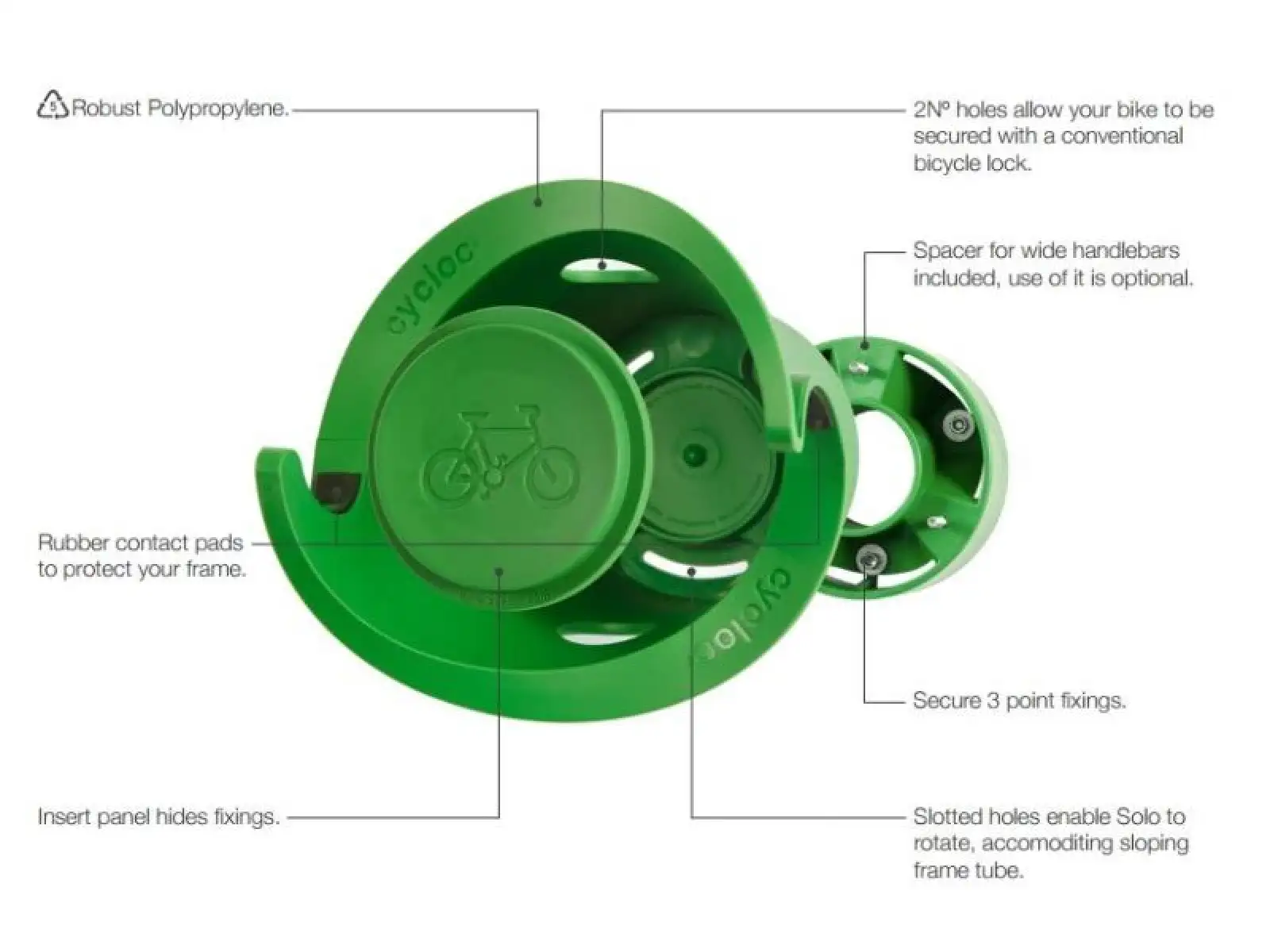 Cycloc Solo držák kola na zeď žlutá