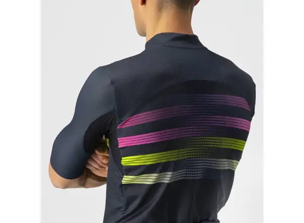 Castelli Endurance Pro pánský dres krátký rukáv savile modrá/růžová/limetková