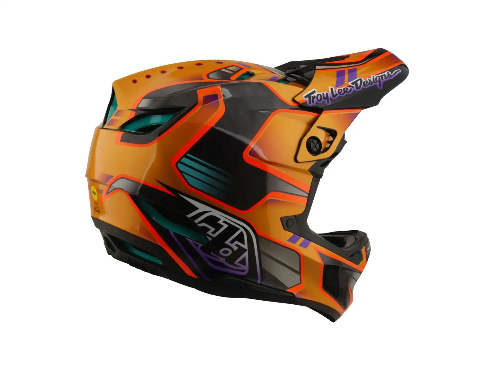 Troy Lee Designs D4 Carbon MIPS přilba Crest Gold