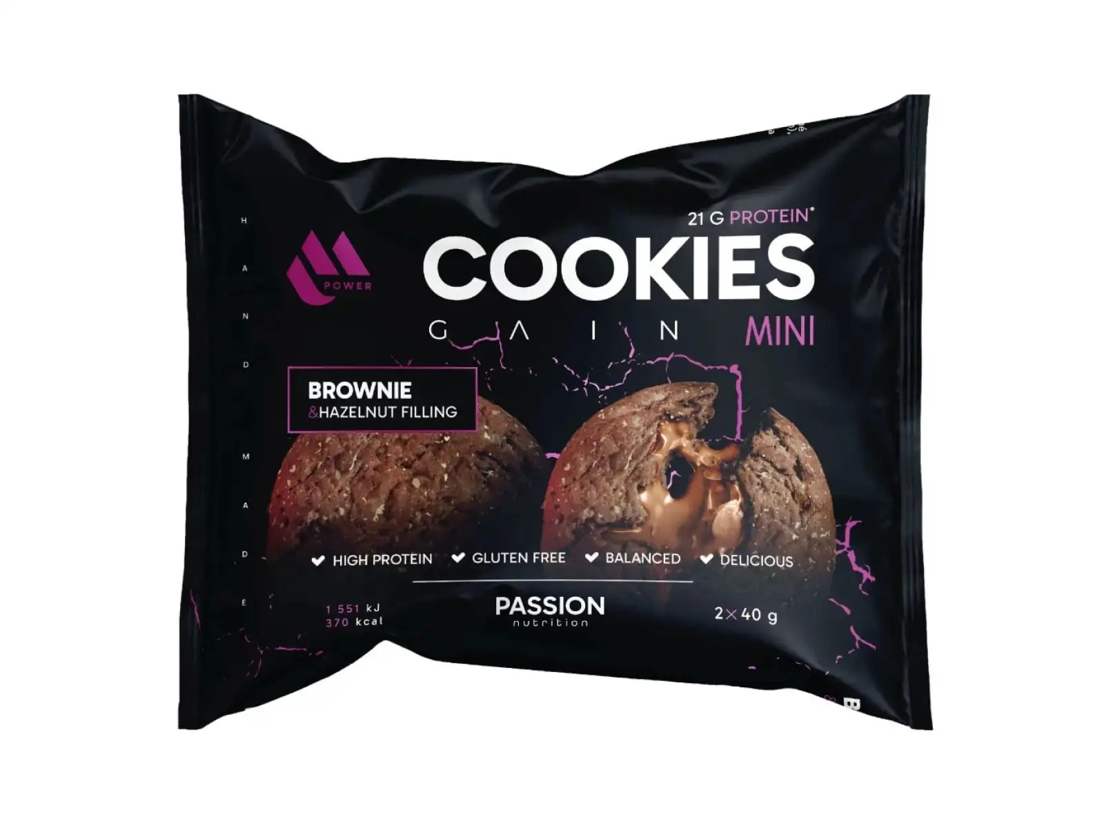Passion MPower Cookie Gain Mini 2x40g Brownie lískooříšková náplň