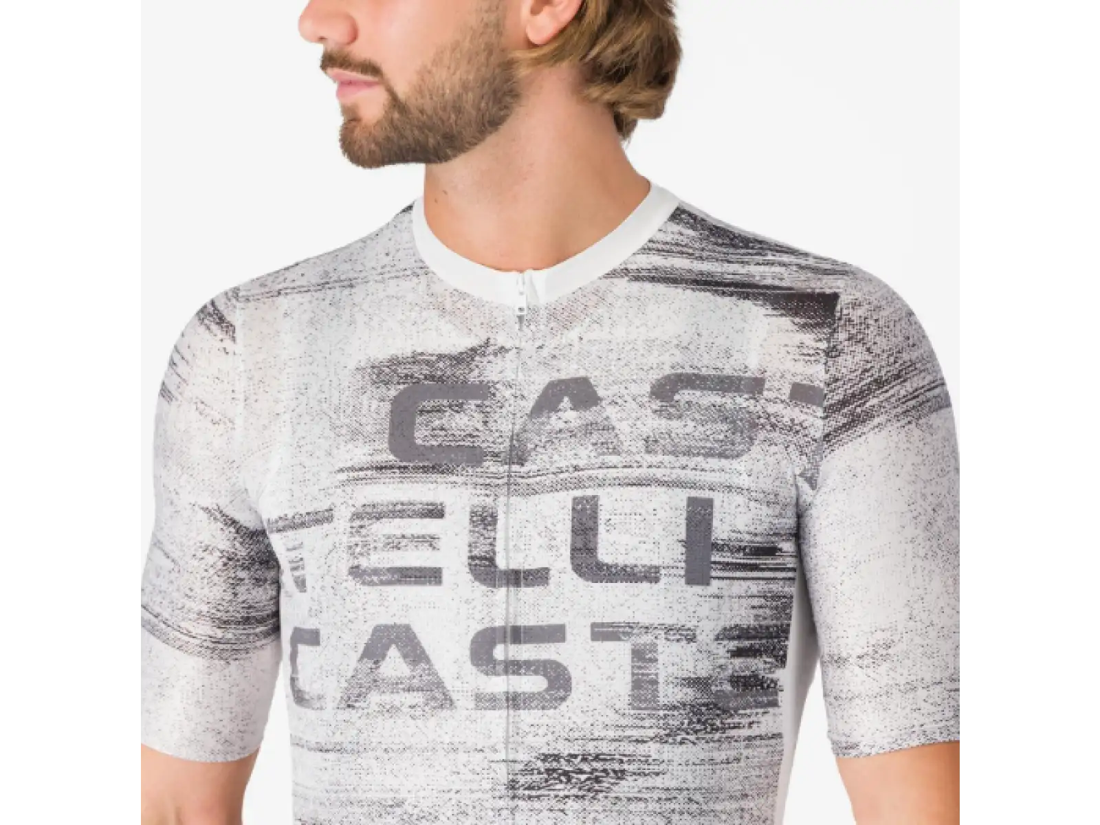 Castelli Stratus Logo pánský dres krátký rukáv White/Smoky Gray