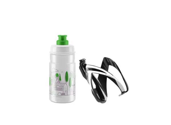 Elite Kit CEO košík Black Glossy + JET láhev 350 ml Clear/Green Logo