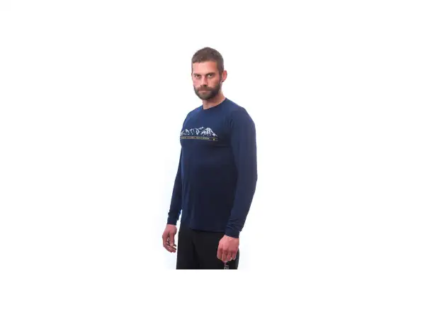 Sensor Merino Active PT Mountains pánské triko dlouhý rukáv Deep Blue