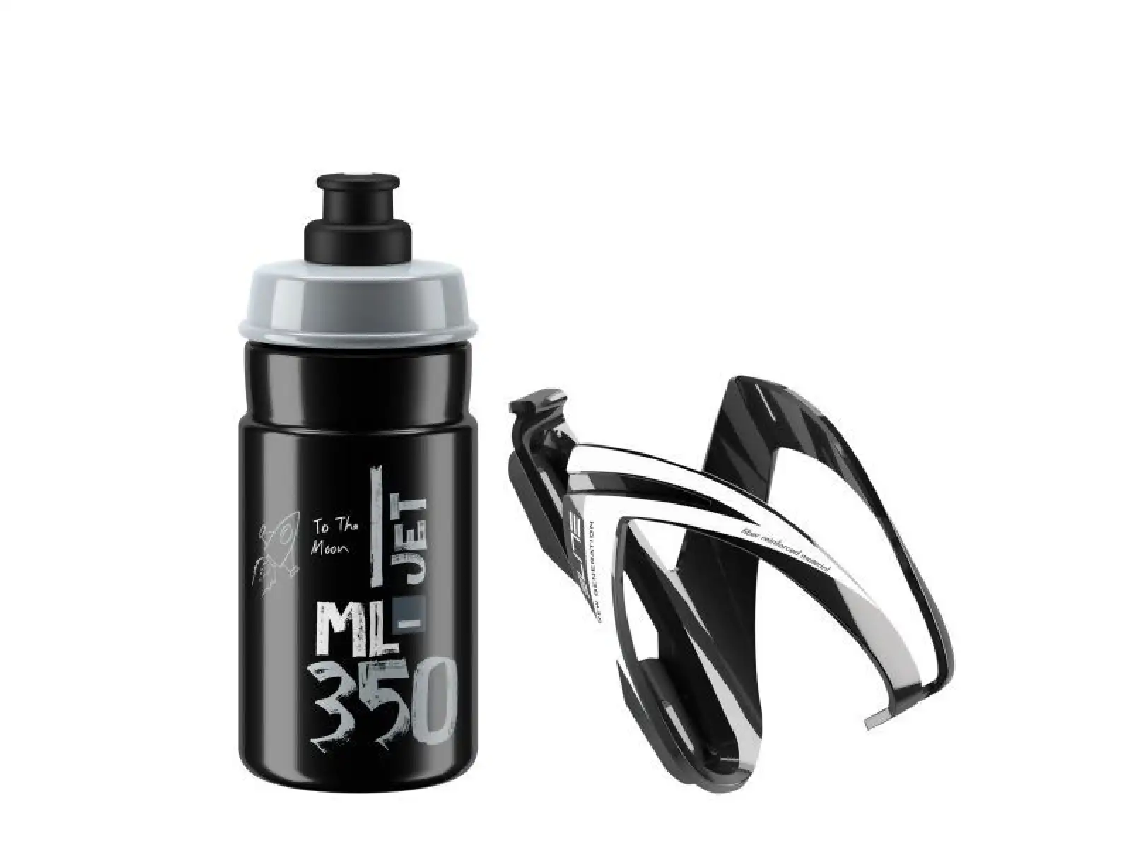 Elit Kit Ceo košík Black Glossy + JET láhev 350 ml Clear/Grey Logo