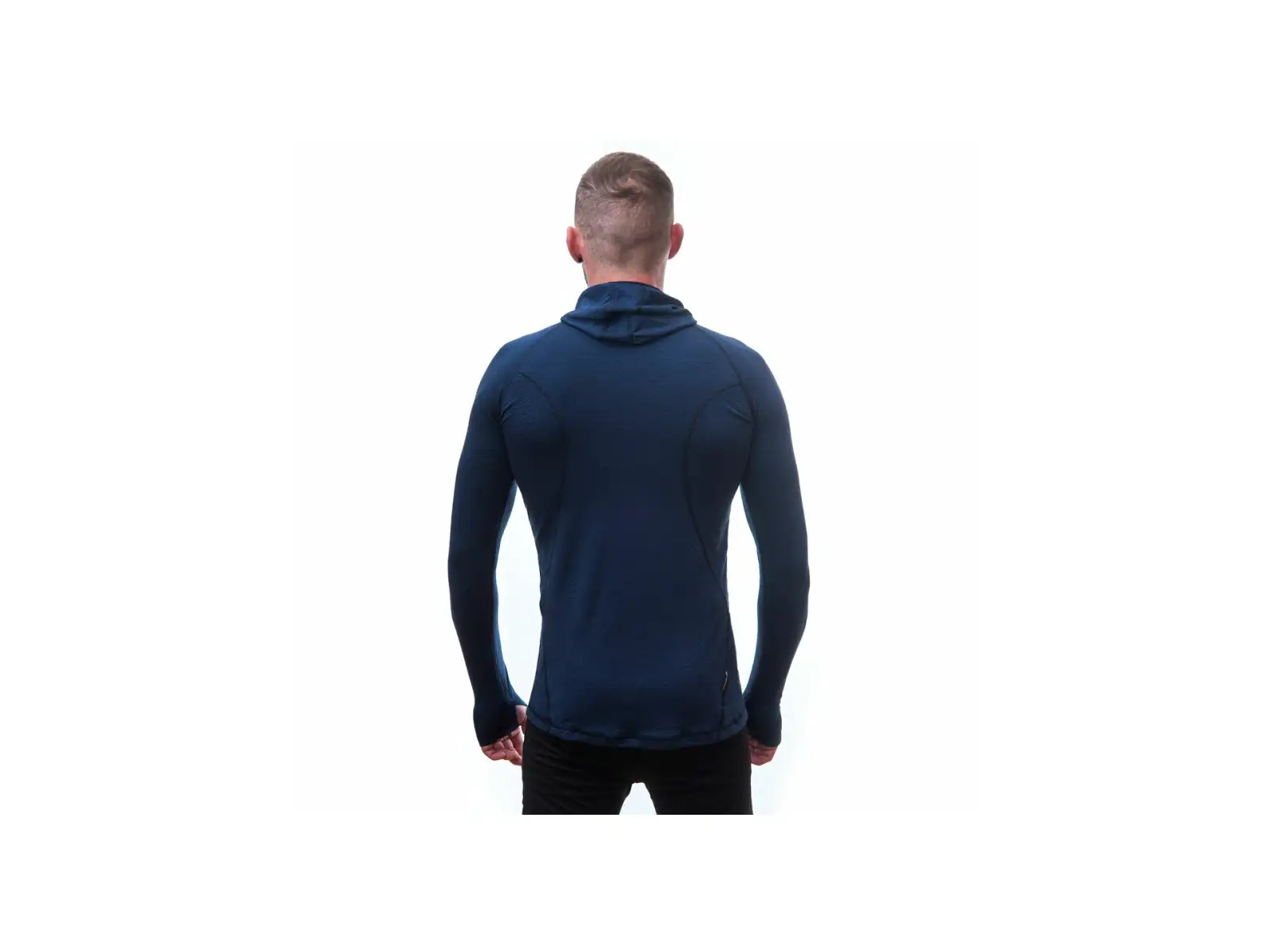 Sensor Merino DF pánské triko dlouhý rukáv s kapucí Deep Blue