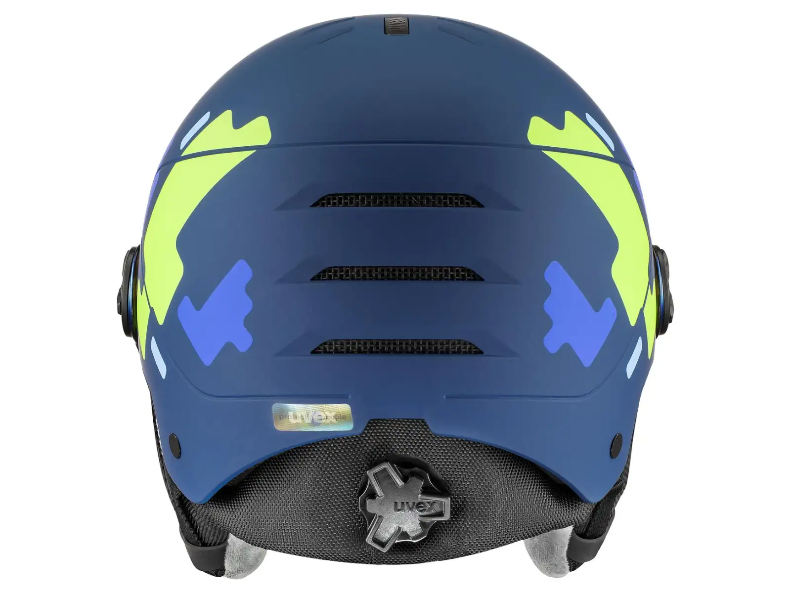 Uvex Rocket Jr Visor lyžařská helma blue puzzle matt
