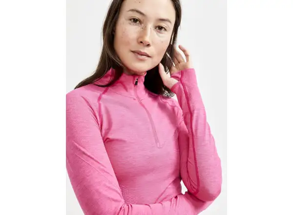 Craft CORE Dry Active Comfort Zip dámské triko dlouhý rukáv růžová