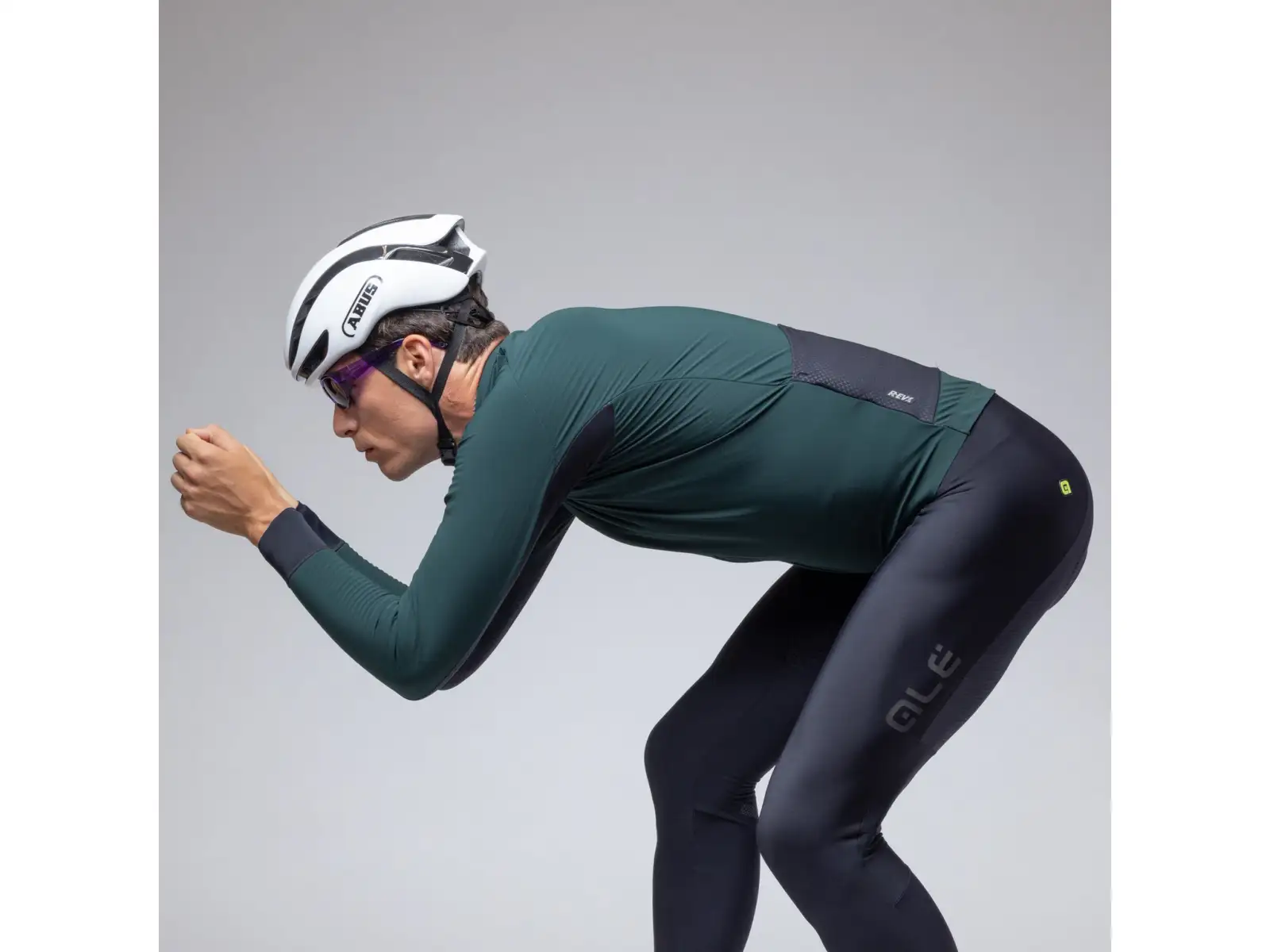 Alé R-EV1 Thermo Shield pánská zimní cyklistická bunda Bottle Green