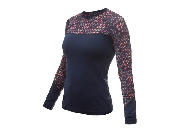Sensor Merino Impress dámské triko dlouhý rukáv Deep Blue/Origami