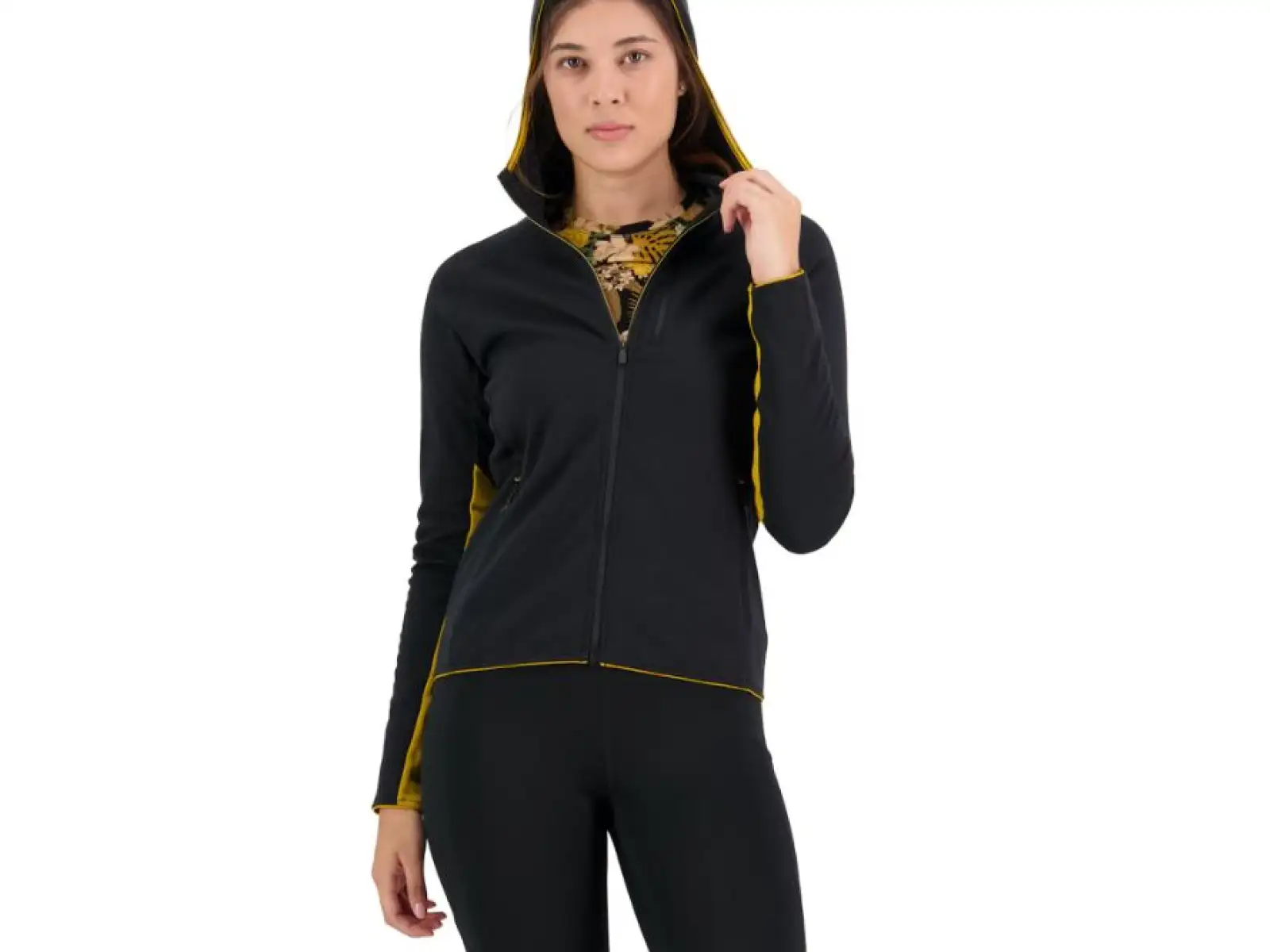 Mons Royale Approach Merino Shift Fleece Hood dámská mikina dlouhý rukáv černá