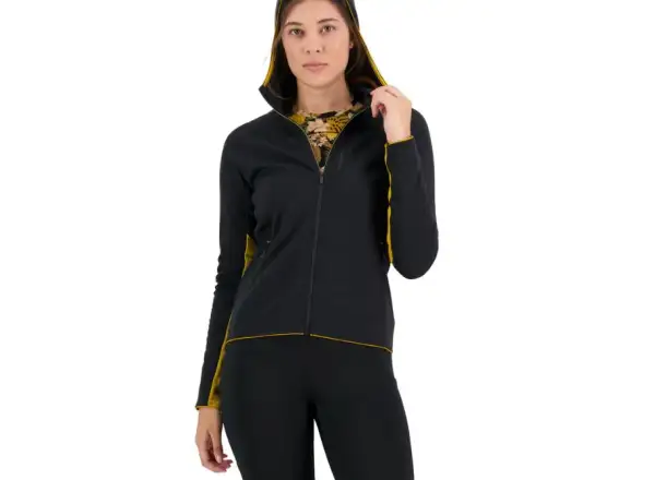 Mons Royale Approach Merino Shift Fleece Hood dámská mikina dlouhý rukáv černá