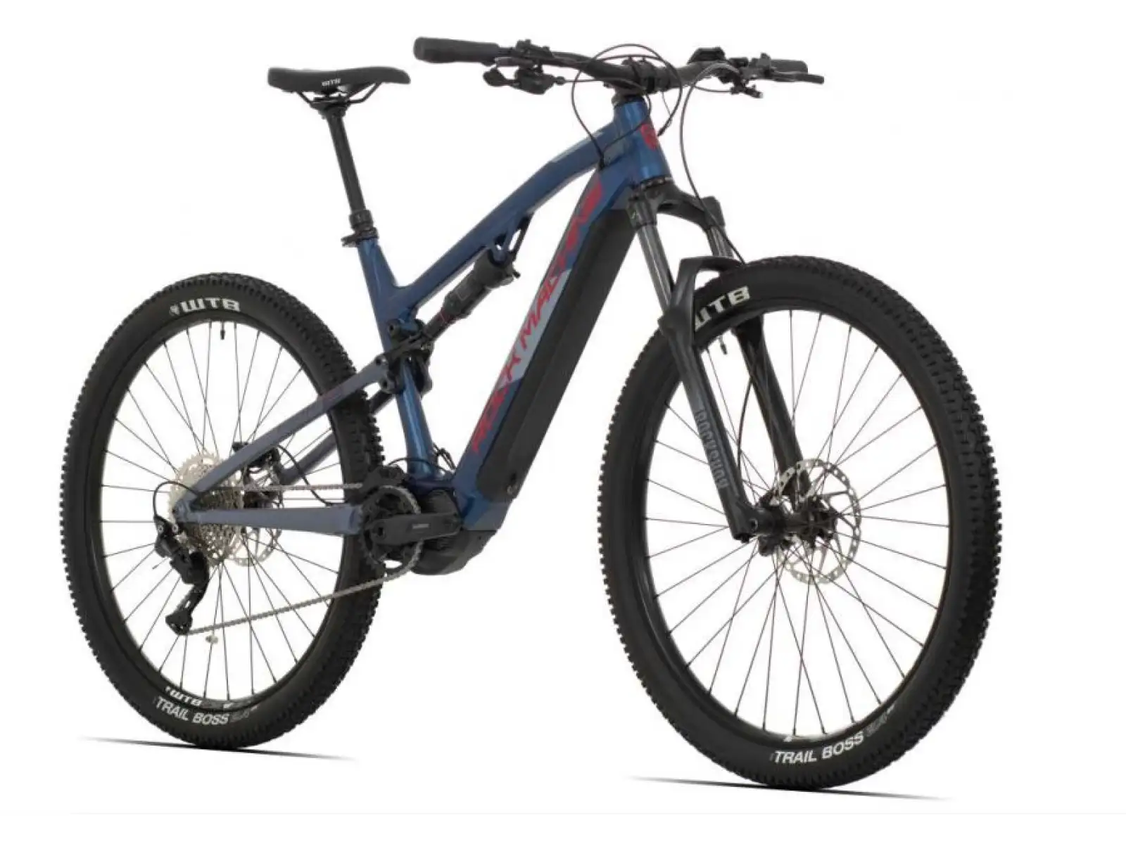 Rock Machine Blizzard INT e30-29 Matt Metalic Blue/Red celoodpružené elektrokolo