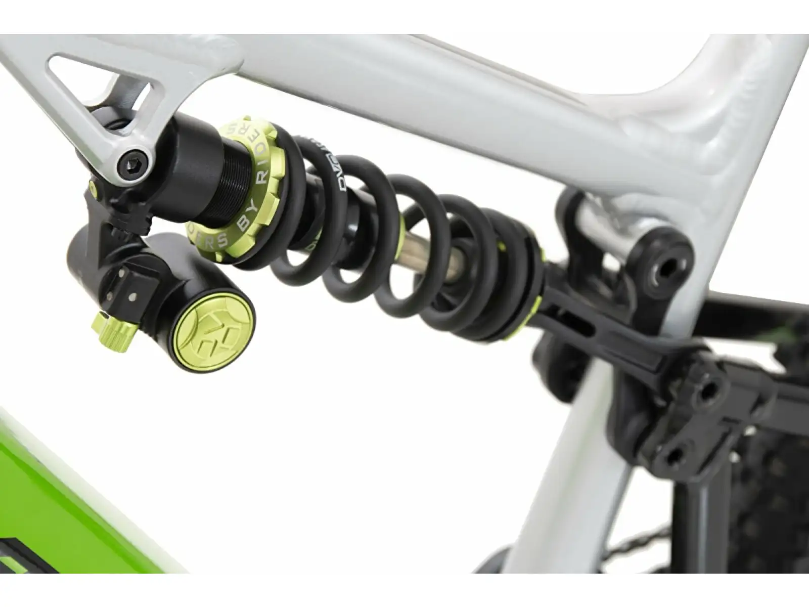 Rock Machine Blizzard INT e90-297 Gloss Silver/Black/Green celoodpružené elektrokolo
