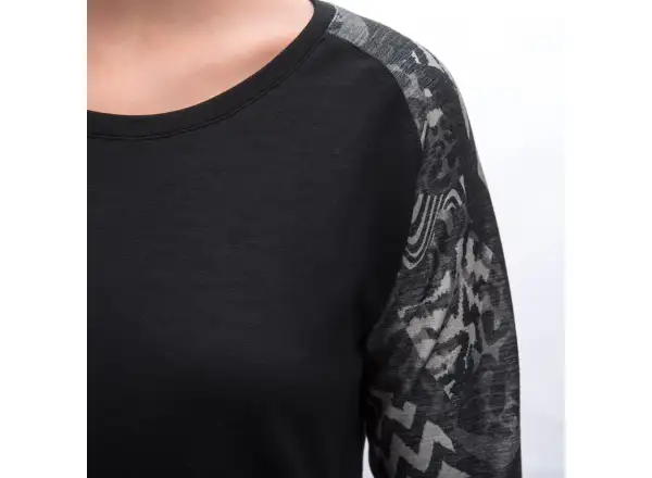 Sensor Merino Blend Impress dámské triko dlouhý rukáv černá/zebra