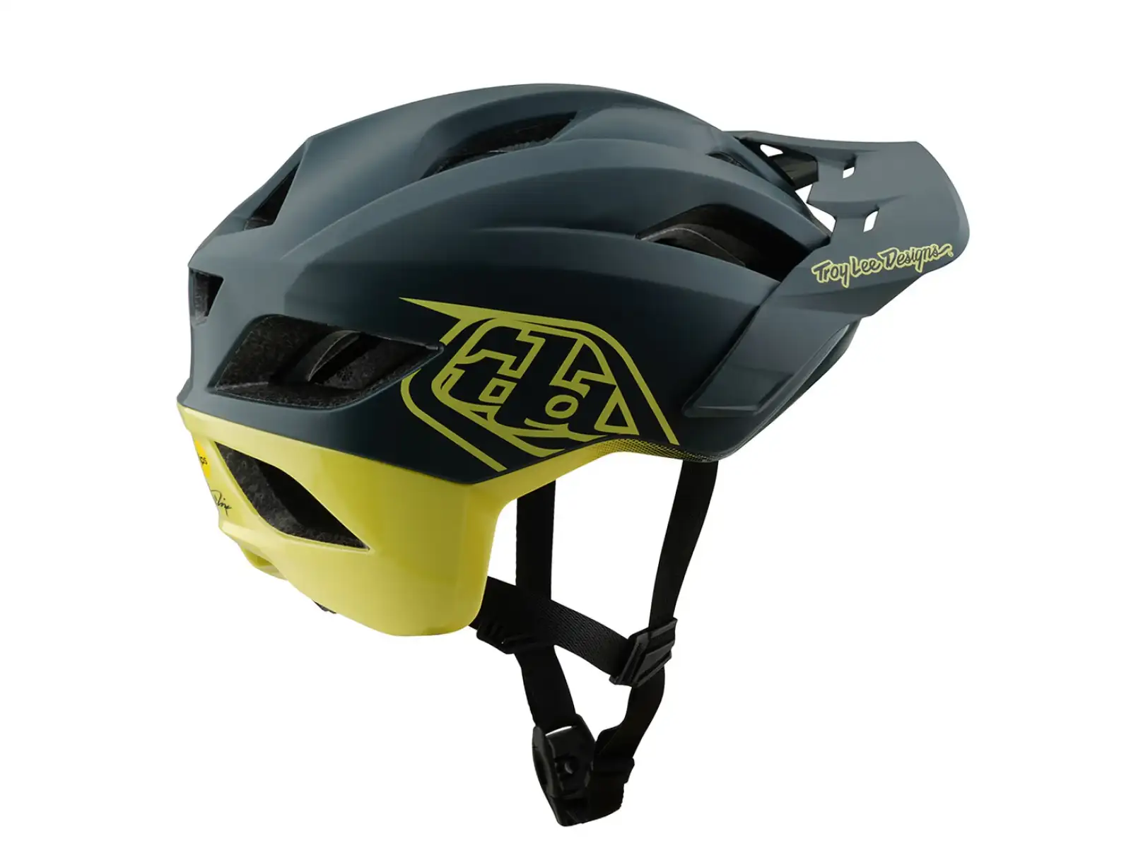 Troy Lee Designs Flowline SE přilba Badge Gray/GLO Yellow