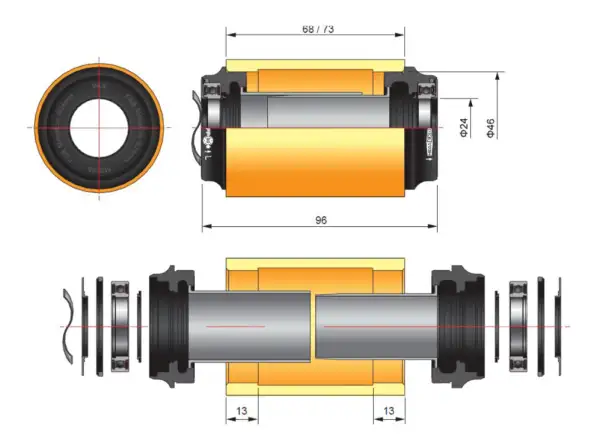 FSA MTB M3 Press Fit misky středového složení PF-30 46x68 mm AL