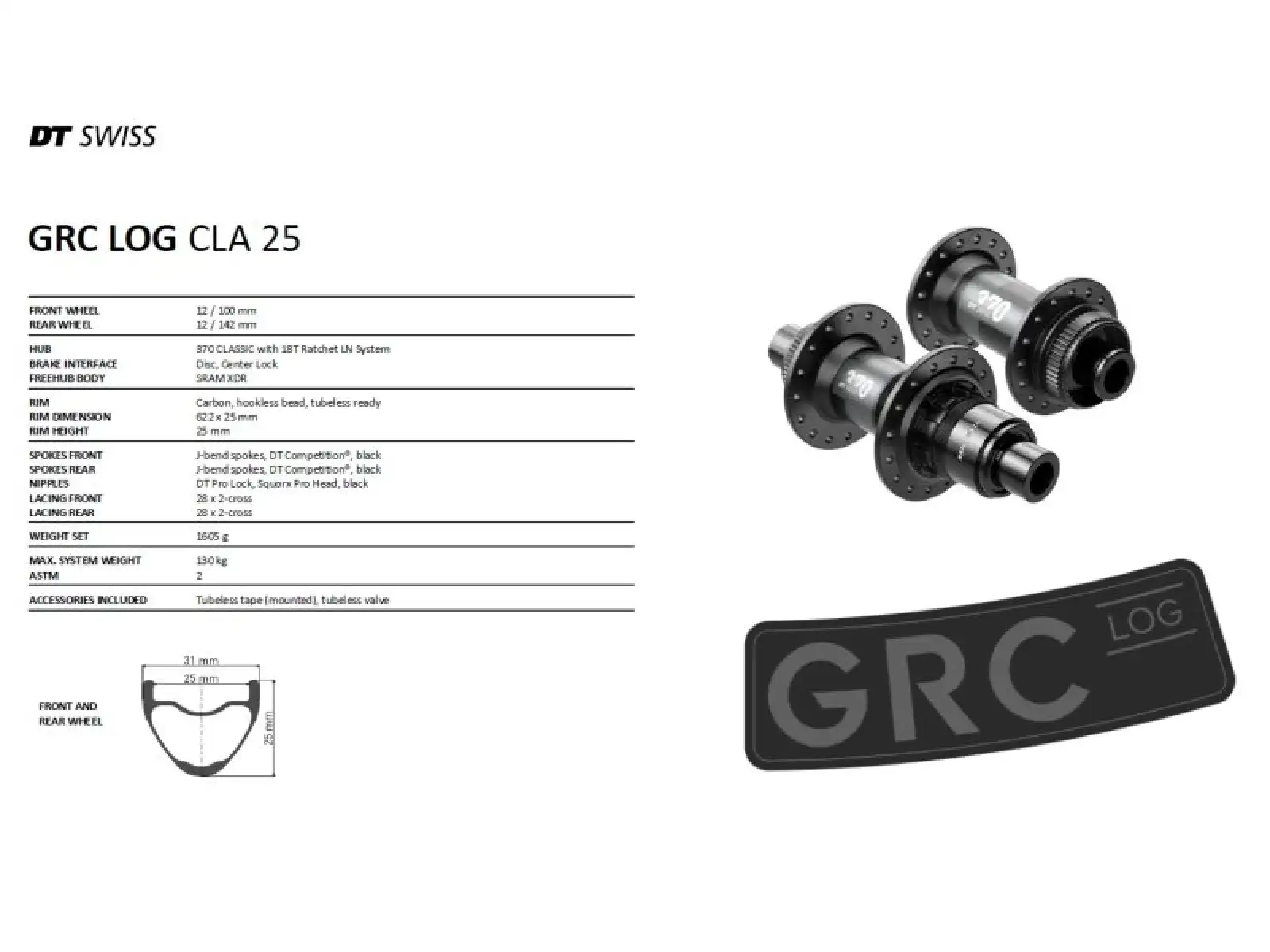 DT GRC LOG 25 Gravel Vypletená kola