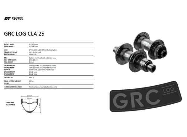 DT GRC LOG 25 Gravel Vypletená kola