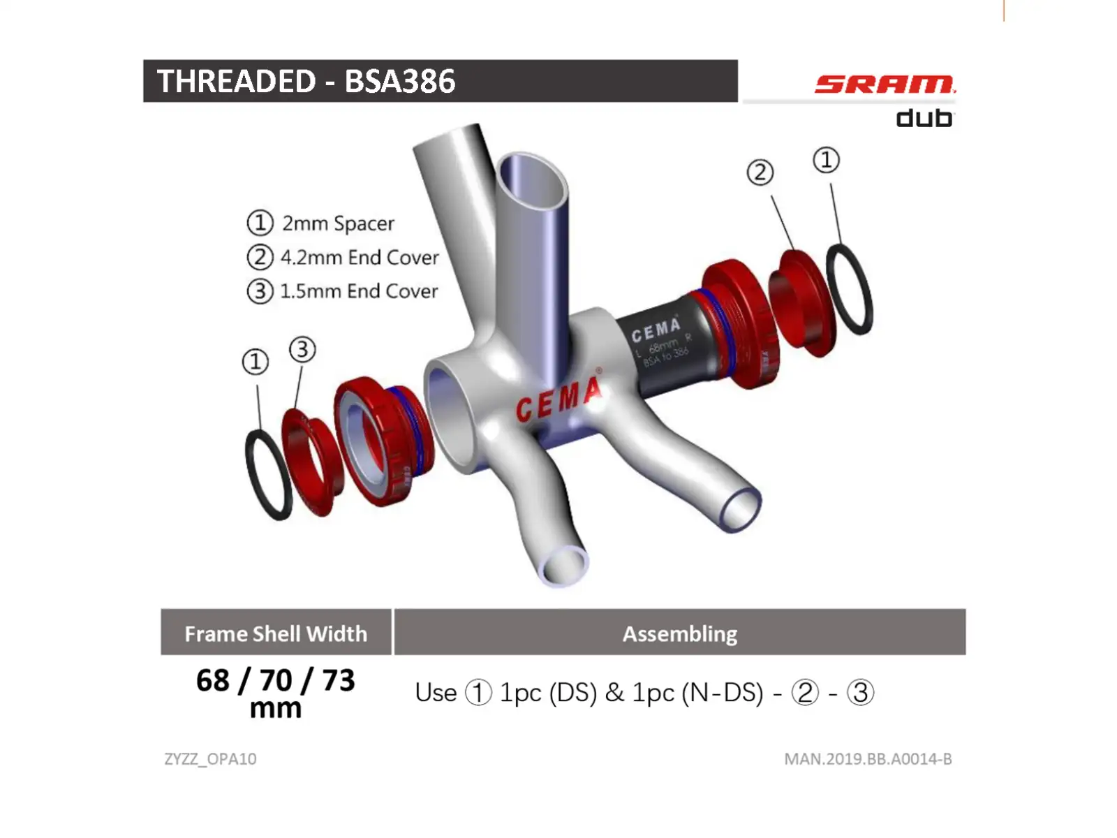 Cema Sram DUB středové složení Steel černá