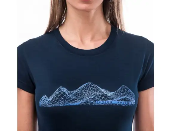 Sensor Merino Active PT Mountains dámské triko krátký rukáv Deep blue
