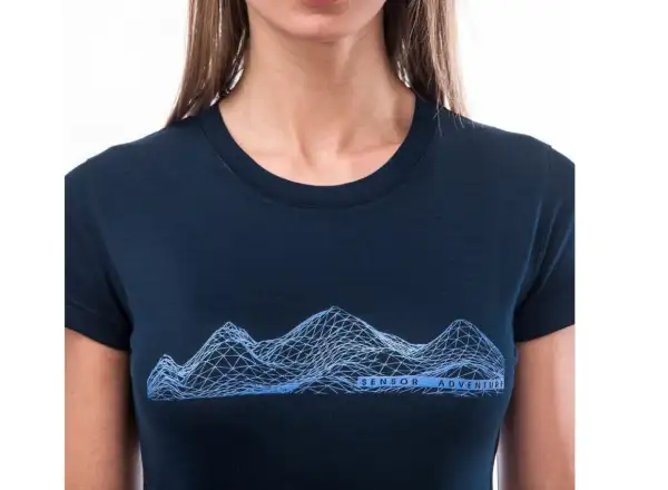 Sensor Merino Active PT Mountains dámské triko krátký rukáv Deep Blue