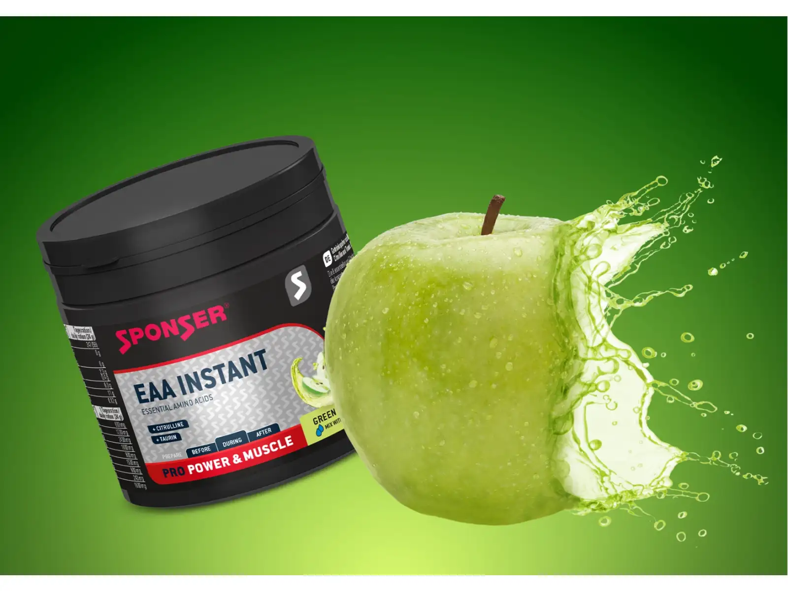 Sponser EAA Instant 300 g Aminokyseliny v prášku Green Apple