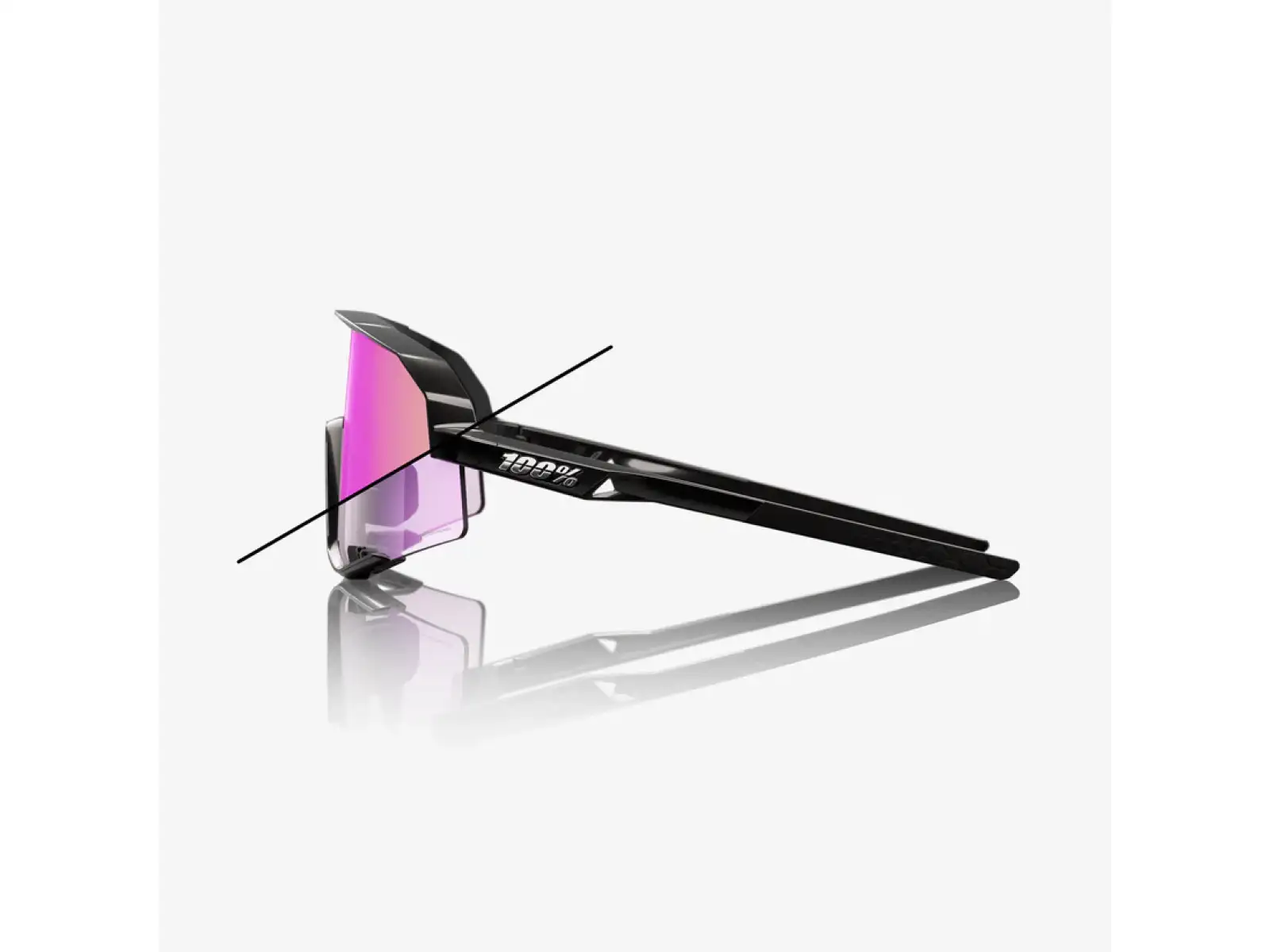 100% Slendale sluneční brýle Gloss Black/Photochromic Purple Mirror