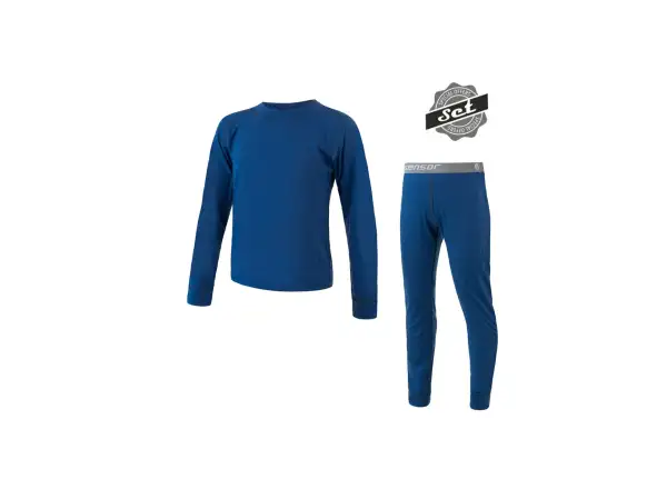 Sensor Merino Air dětský set triko dlouhý rukáv + spodní kalhoty tmavě modrá