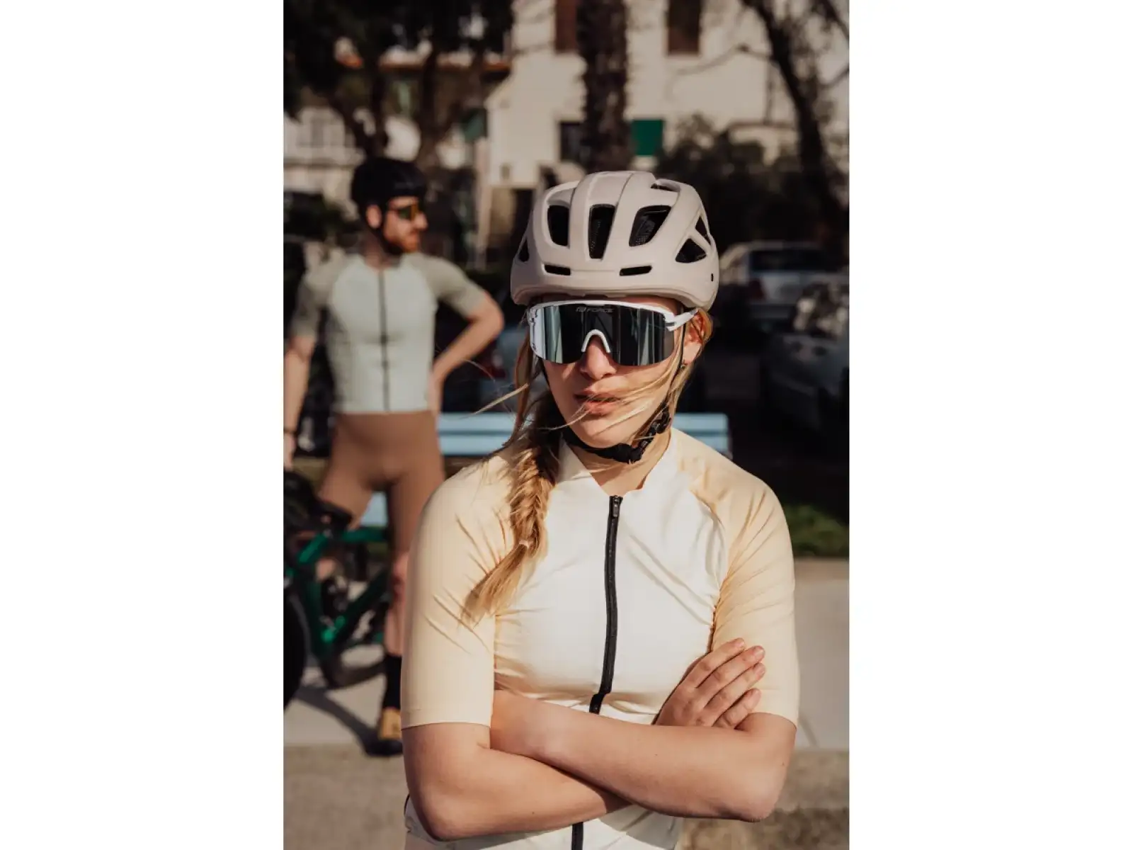 Force Epic cyklistické brýle bílé/modré zrcadlové sklo