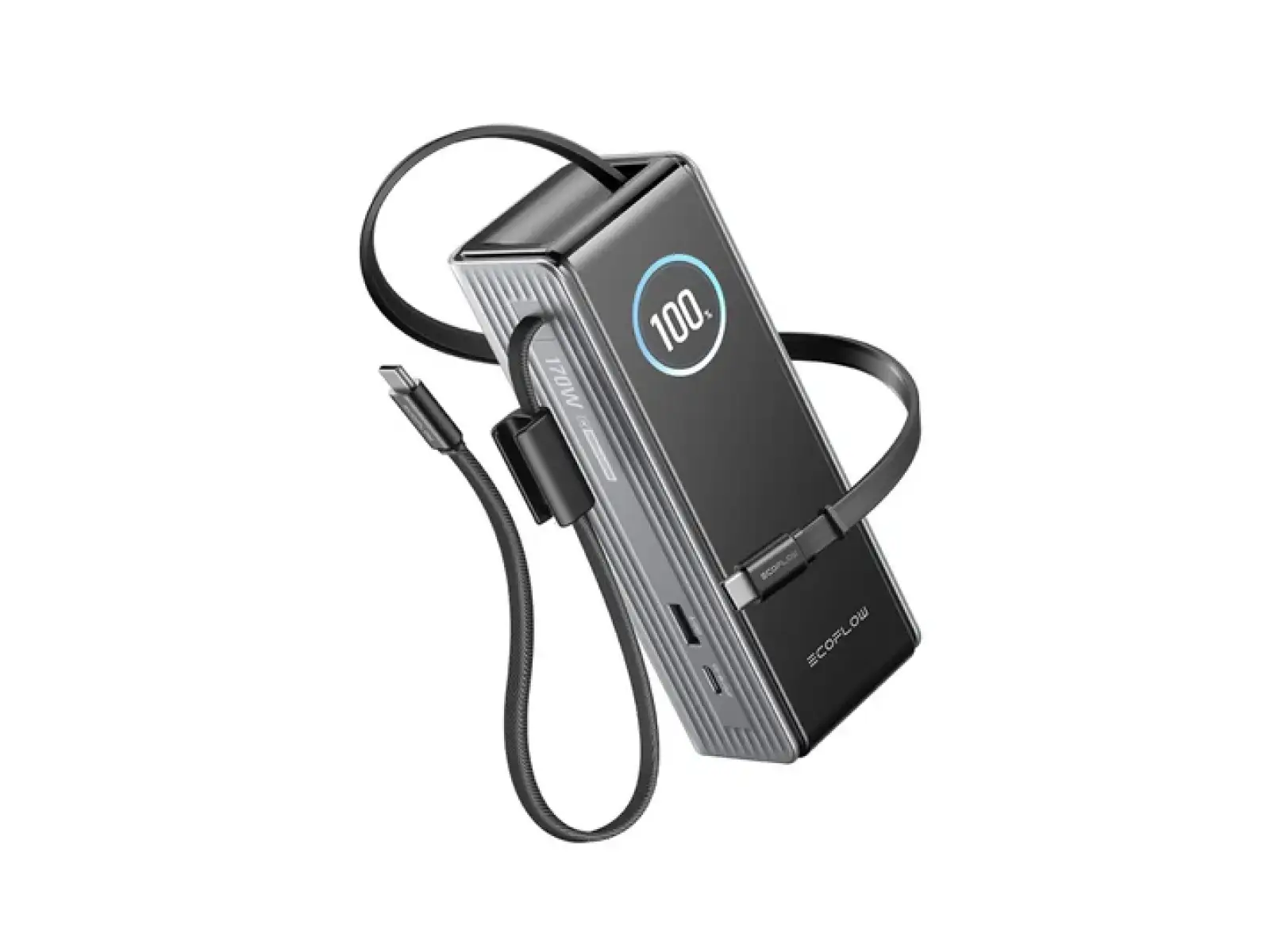 EcoFlow Rapid Power Banka (25000mAh,170W) 2x100W vestavěný USB-C kabel - stříbrná