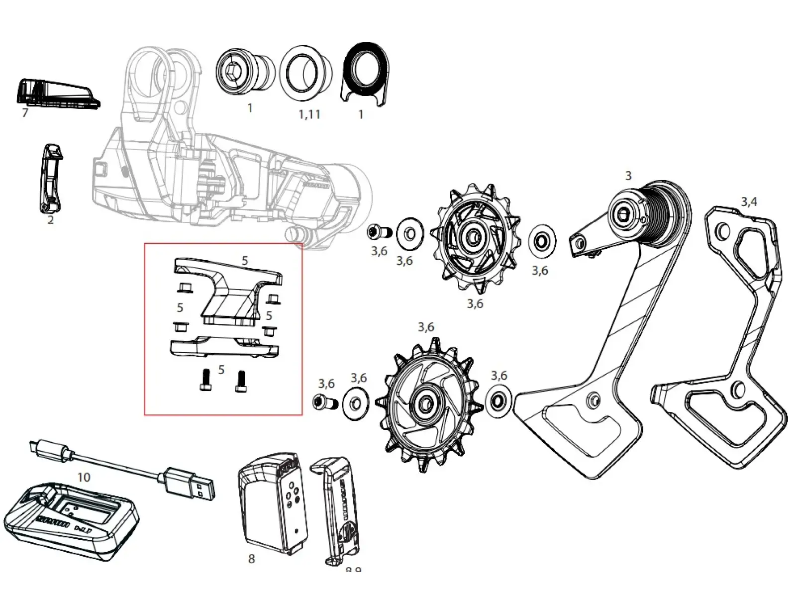 Sram RD outer link Red XPLR náhradní díl přehazovačky